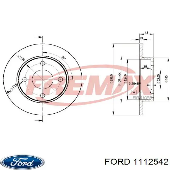 Тормоз дисковый передний Ford 1112542 цена, от 21.69 USD