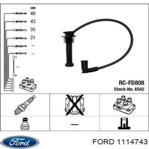 1114743 Ford провод высоковольтный, цилиндр №2