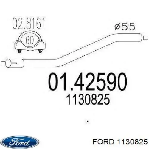 Глушитель, центральная часть 1130825 Ford