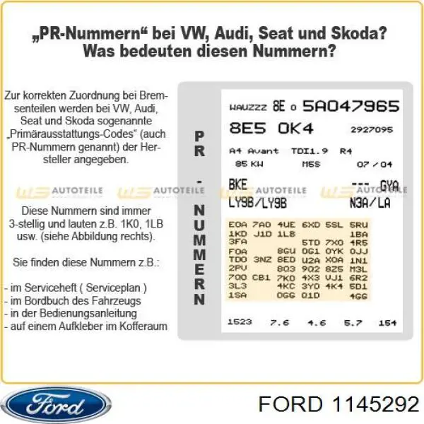 Задние барабанные колодки 1145292 Ford