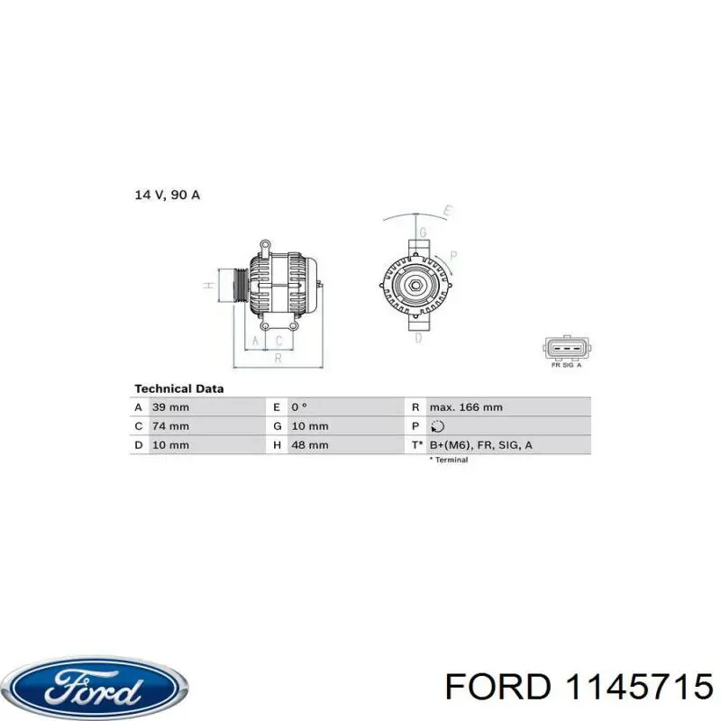 Генератор автомобиля Ford 1145715
