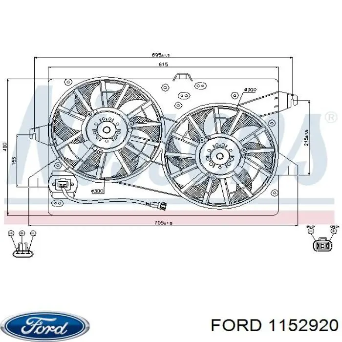 Диффузор радиатора охлаждения в сборе с мотором и крыльчаткой Ford 1152920 цена, от 114.92 USD