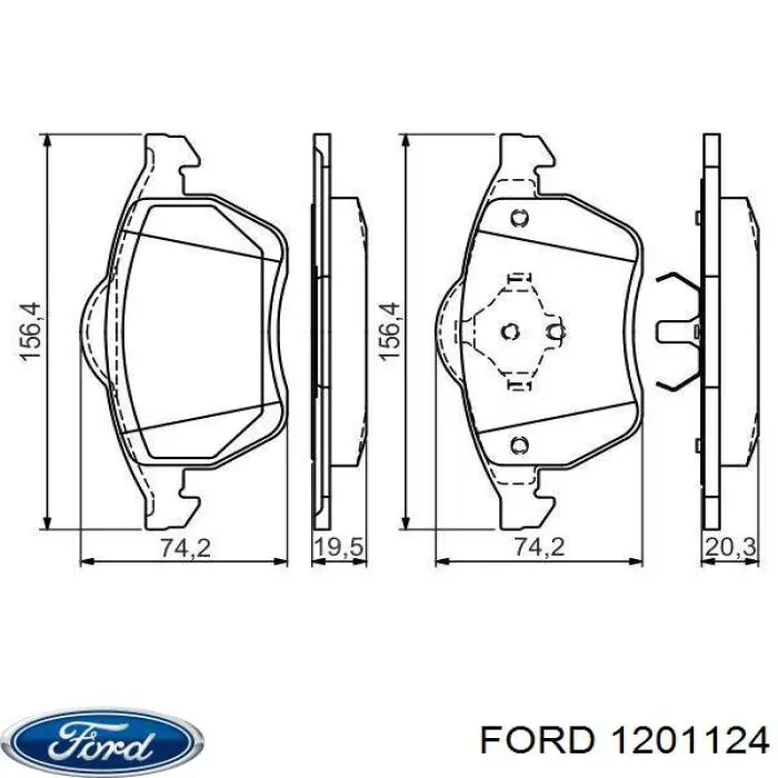 1201124 Ford колодки тормозные передние дисковые