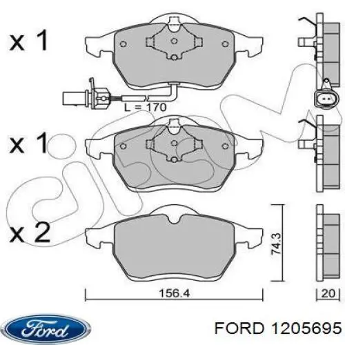 Купить 1205695 Ford Колодки тормозные
