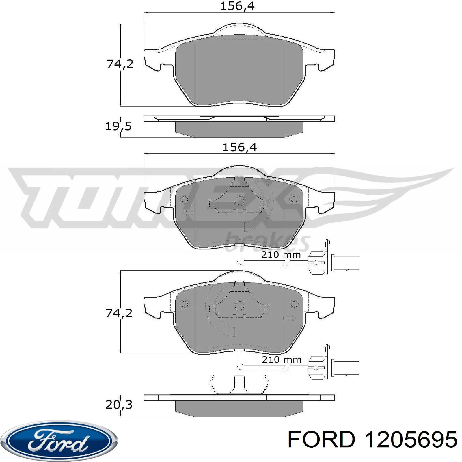 Передние тормозные колодки 1205695 Ford