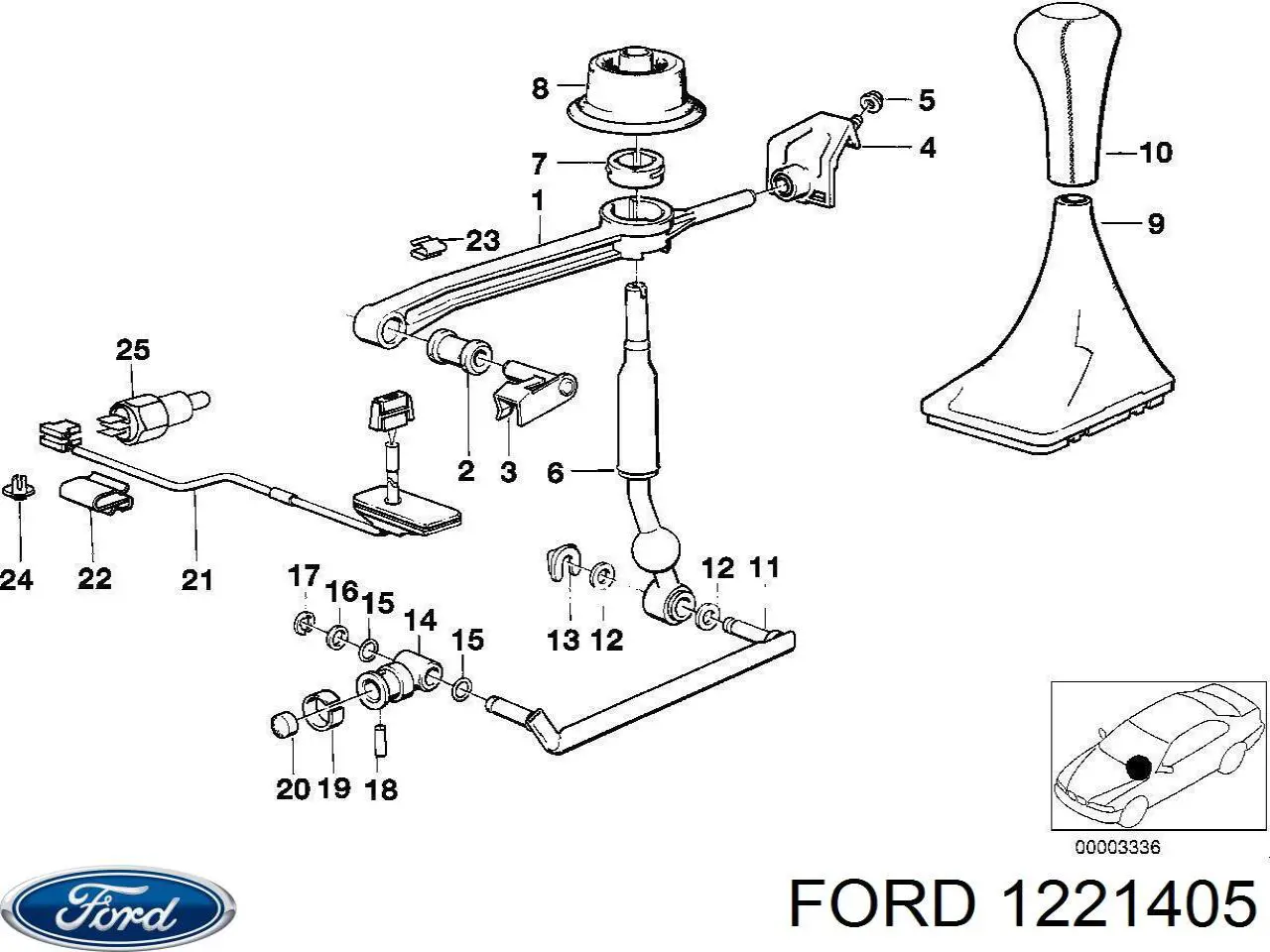 1150390 Ford cabo (pedal de abertura do fecho da porta dianteira)