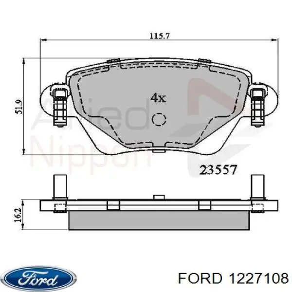 Купить 1227108 Ford Колодки тормозные задние, дисковые