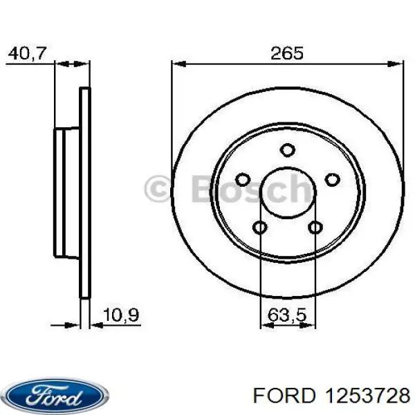 1253728 Ford диск тормозной задний
