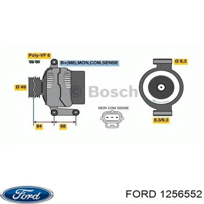 Генератор автомобиля Ford 1256552