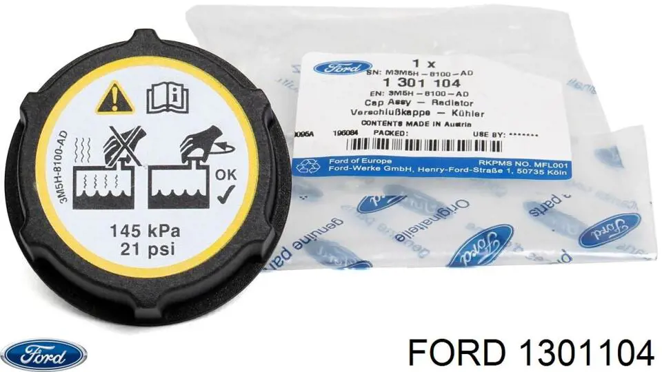 Tapón de expansión de refrigerante/anticongelante 1301104 Ford