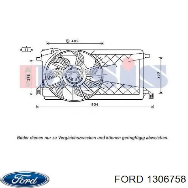 1306758 Ford диффузор радиатора охлаждения, в сборе с мотором и крыльчаткой