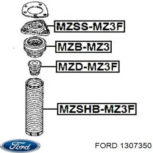 1307350 Ford буфер (отбойник амортизатора переднего + пыльник)