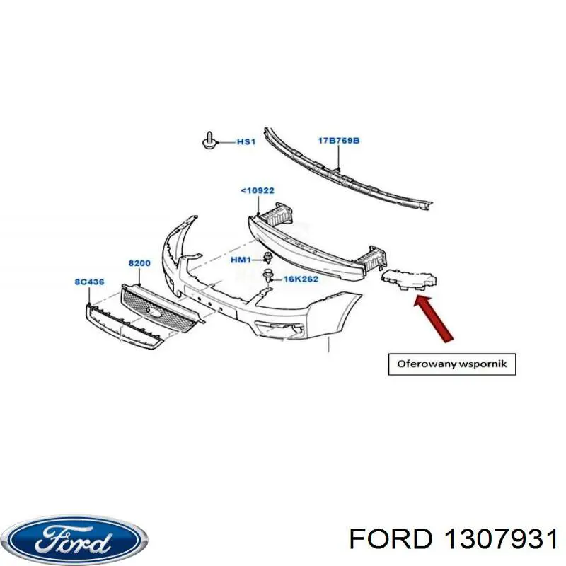 Кронштейн бампера переднего левый 3M5117E857AF Ford