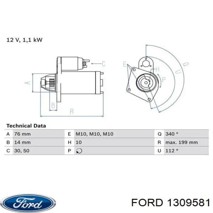 Стартер Ford 1309581 цена, от 60.48 USD