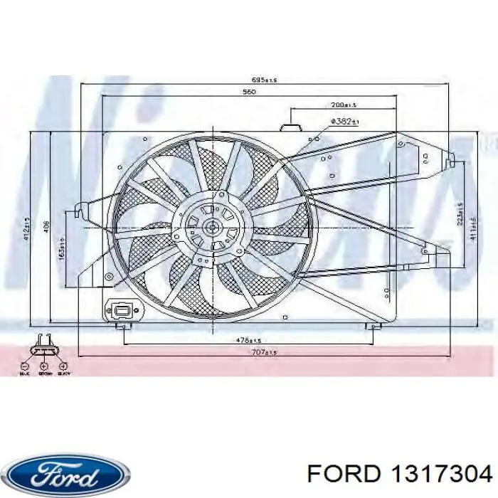1317304 Ford электровентилятор охлаждения в сборе (мотор+крыльчатка)