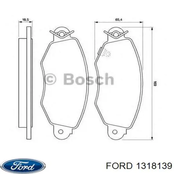 Передние тормозные колодки 1318139 Ford