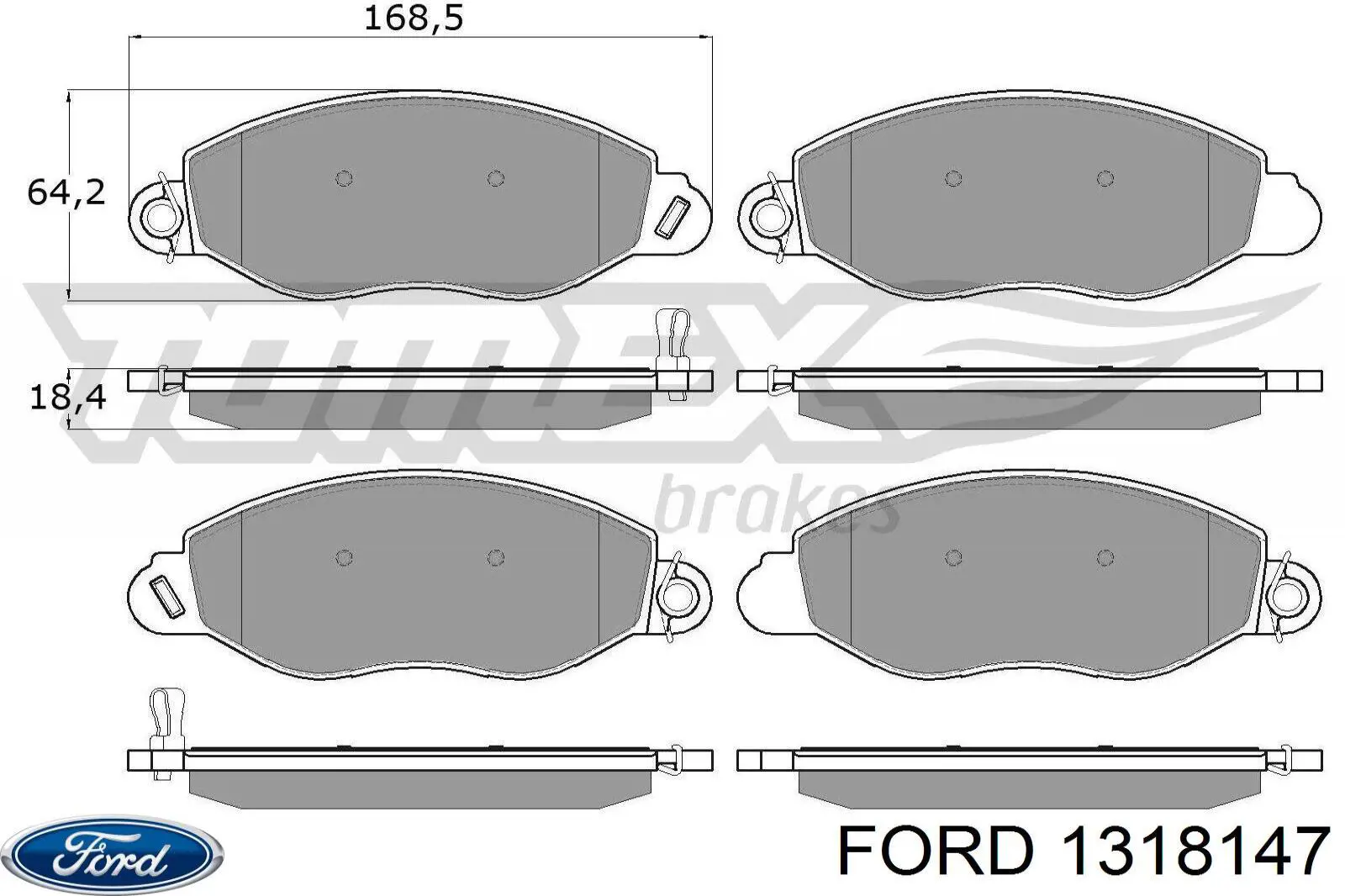 Передние тормозные колодки 1318147 Ford