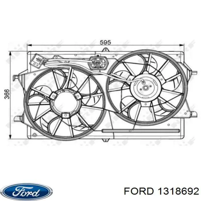 Диффузор вентилятора в сборе с мотором и крыльчаткой 1318692 Ford