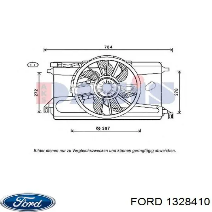 1328410 Ford диффузор радиатора охлаждения, в сборе с мотором и крыльчаткой