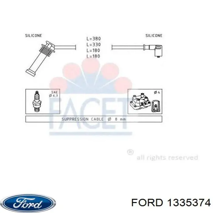 Купить 1335374 Ford Провода высокого напряжения