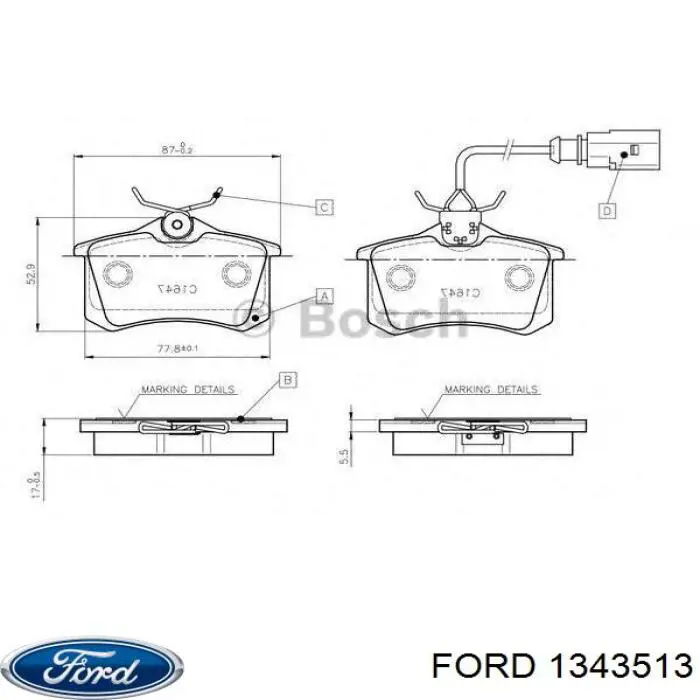 Колодки дисковые  Ford 1343513 цена, от 21.27 USD