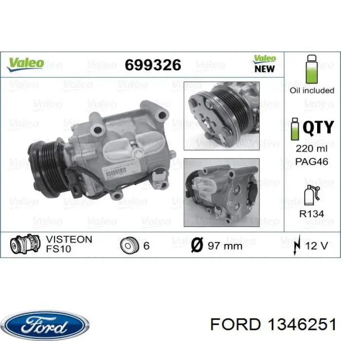 Купить 1346251 Ford Компрессор климатической установки