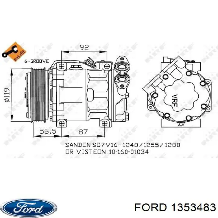 1353483 Ford Компрессор хладагента