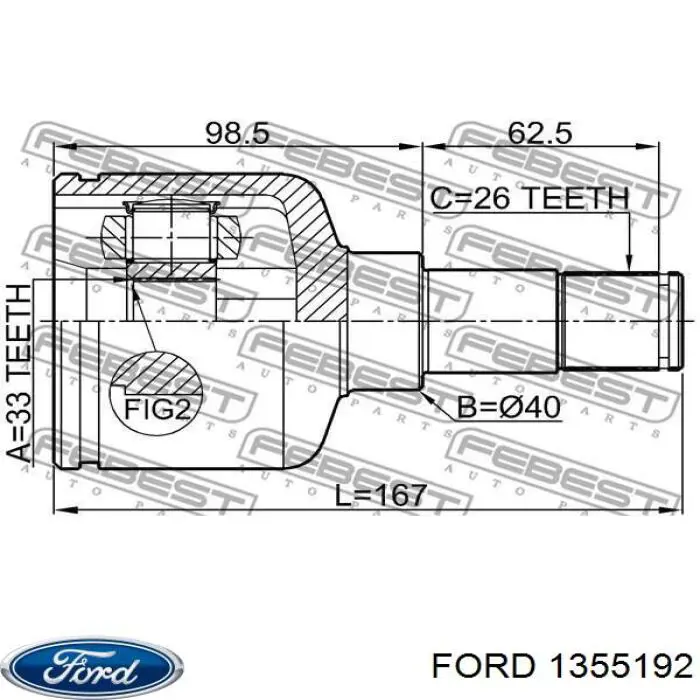 ШРУС внутренний передний левый 1355192 Ford