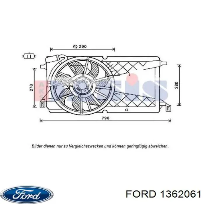 Электровентилятор охлаждения в сборе Ford 1362061 цена, от 107.41 USD