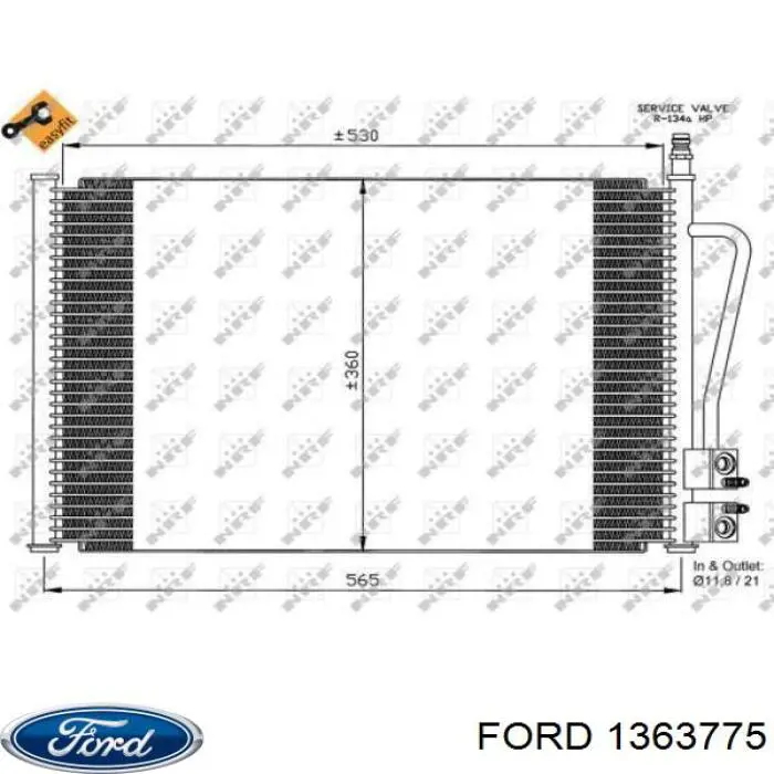 Радиатор охлаждения кондиционера Ford 1363775