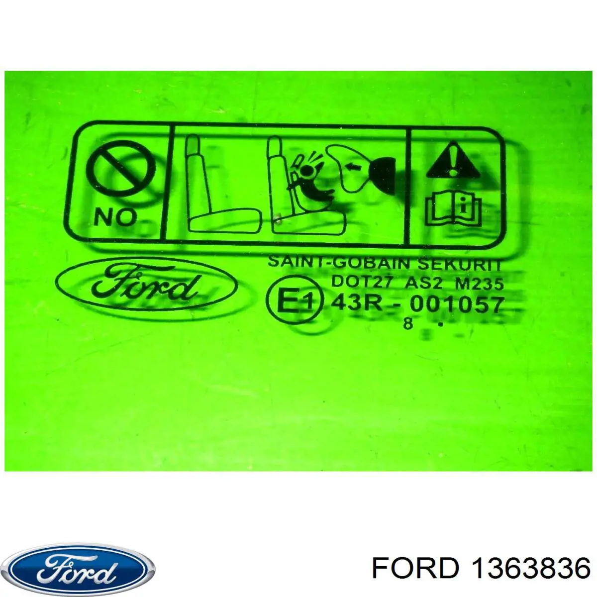 1224436 Ford vidro da porta dianteira direita