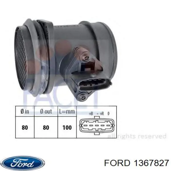 1367827 Ford sensor de fluxo (consumo de ar, medidor de consumo M.A.F. - (Mass Airflow))