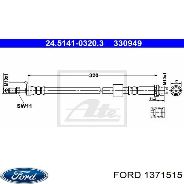 1763948 Ford mangueira do freio dianteira