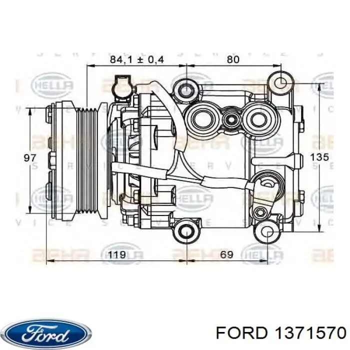 Компрессор кондиционера 1371570 Ford