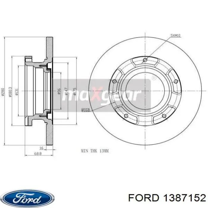 Купить 1387152 Ford Диск тормозной задний