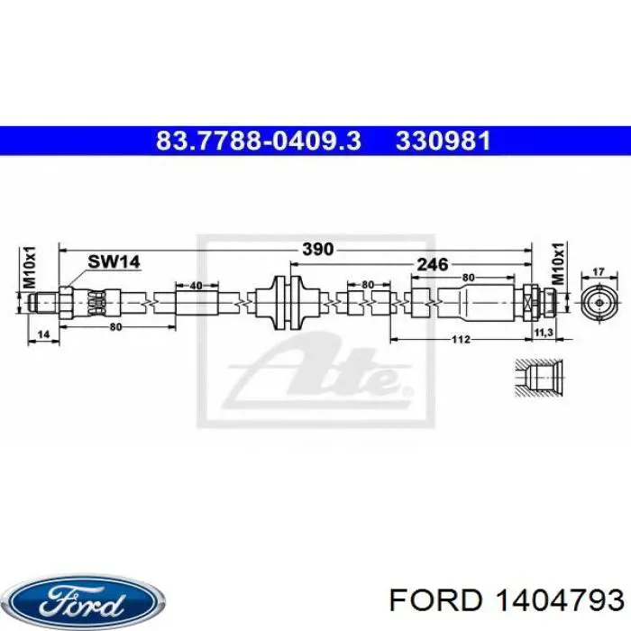 Тормозной шланг задний Ford 1404793 цена, от 21.87 USD