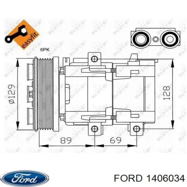 Купить 1406034 Ford Компрессор климатической установки