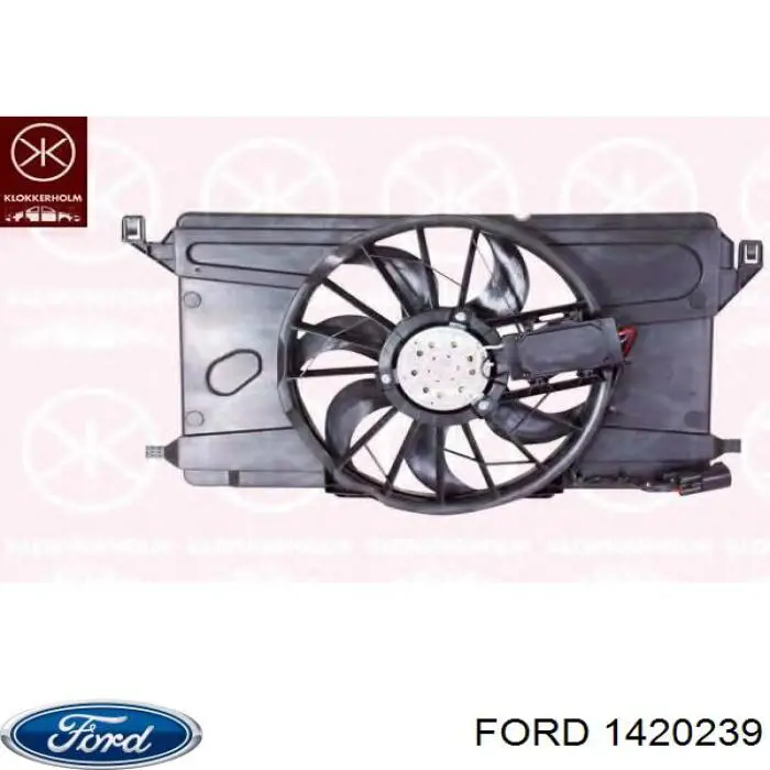 1420239 Ford диффузор радиатора охлаждения, в сборе с мотором и крыльчаткой