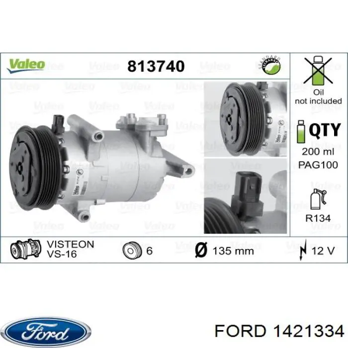 Компрессор кондиционера 1421334 Ford