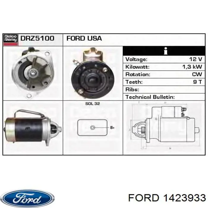 Купить 1423933 Ford Комплект сцепления (диск, корзина, подшипник)
