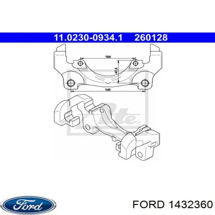 1432360 Ford скоба тормозного суппорта переднего