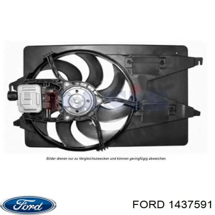 1437591 Ford диффузор радиатора охлаждения, в сборе с мотором и крыльчаткой