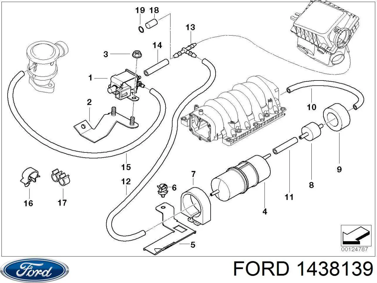 1438139 Ford шланг радиатора отопителя (печки, обратка)