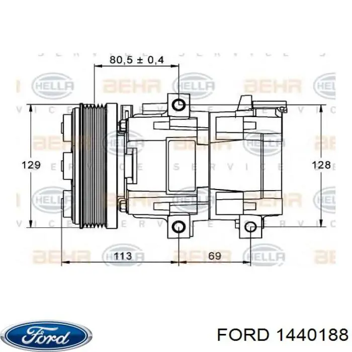 Компрессор системы кондиционирования Ford 1440188 цена, от 126.55 USD