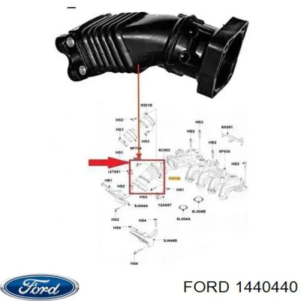Патрубок дроссельной заслонки 1440440 Ford