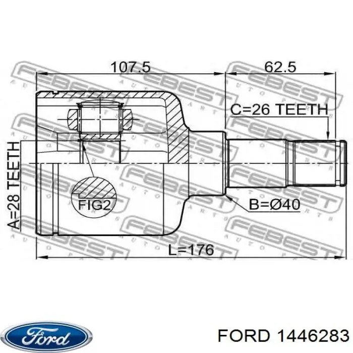 Шарнир угловых скоростей передний левый Ford 1446283 цена, от 43.12 USD