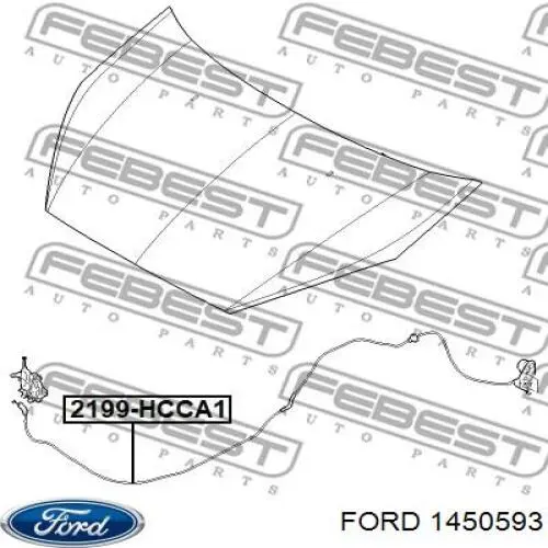 Трос открывания капота 1450593 Ford