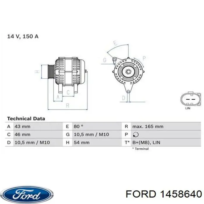 Генератор автомобиля Ford 1458640