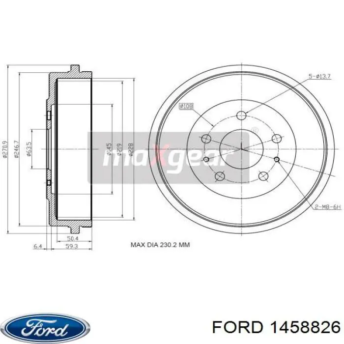 Купить 1458826 Ford Тормозной барабан