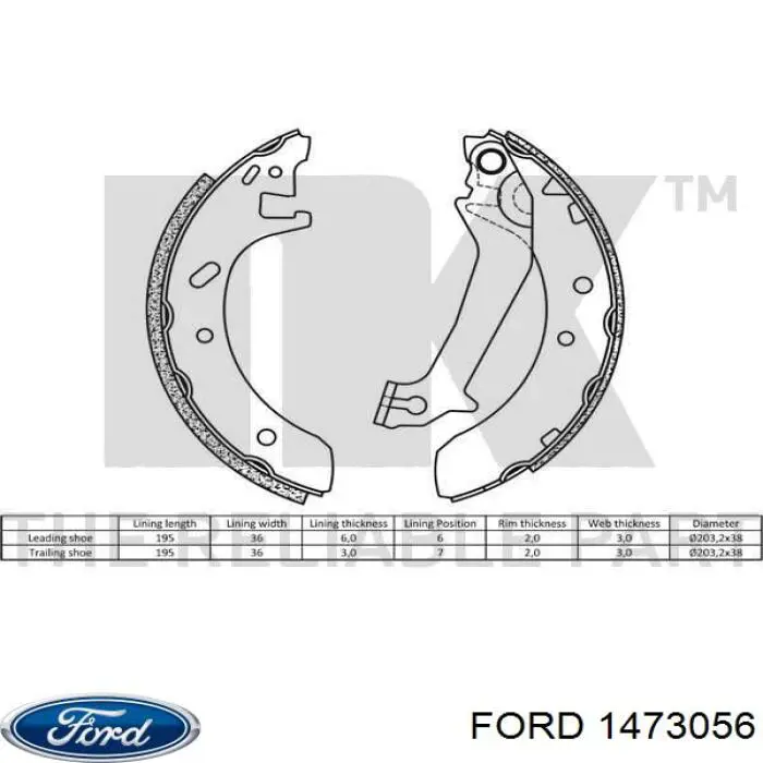 Барабанные колодки Ford 1473056